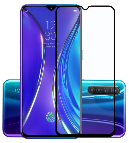 YOFO HD D+ Edge to Edge Full Screen Coverage Tempered Glass for Realme XT - Full Glue Gorilla Glass (Black)