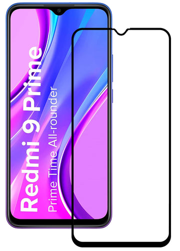 YOFO HD D+ Edge to Edge Full Screen Coverage Tempered Glass for Redmi 9 Prime - Full Glue Gorilla Glass (Black)