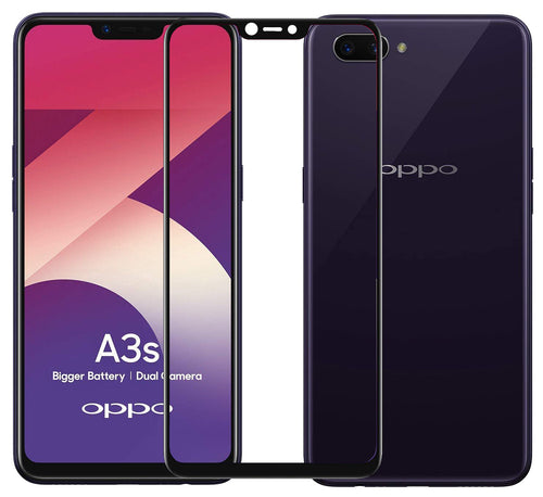 YOFO HD D+ Edge to Edge Full Screen Coverage Tempered Glass for Oppo A3s - Full Glue Gorilla Glass (Black)