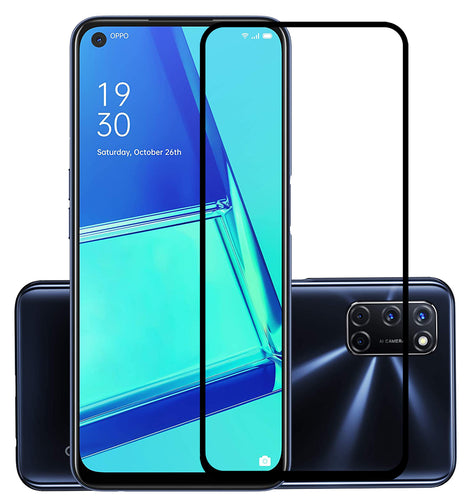 YOFO HD D+ Edge to Edge Full Screen Coverage Tempered Glass for Oppo A52 - Full Glue Gorilla Glass (Black)