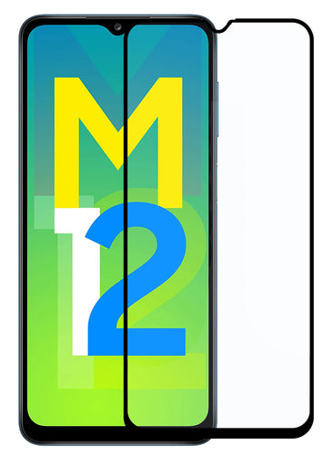 YOFO HD D+ Edge to Edge Full Screen Coverage Tempered Glass for Samsung Galaxy M12 - Full Glue Gorilla Glass (Black)