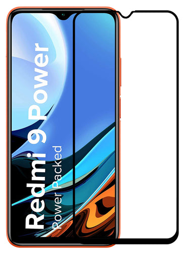 YOFO HD D+ Edge to Edge Full Screen Coverage Tempered Glass for Mi Redmi 9 Power - Full Glue Gorilla Glass (Black)