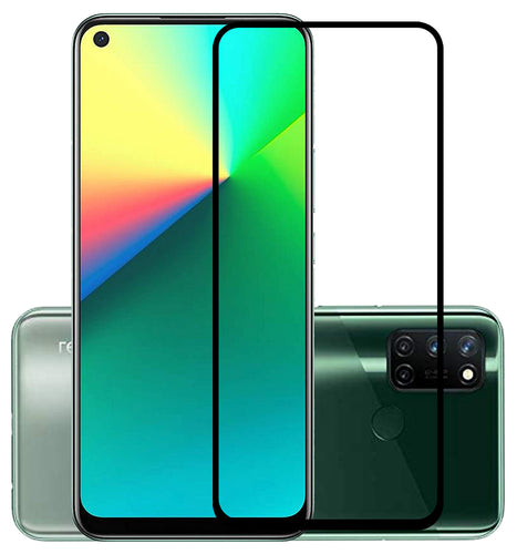 YOFO HD D+ Edge to Edge Full Screen Coverage Tempered Glass for Realme 7i - Full Glue Gorilla Glass (Black)