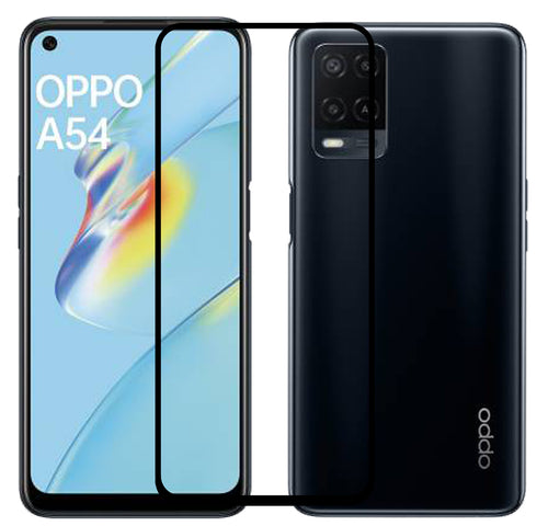 YOFO HD D+ Edge to Edge Full Screen Coverage Tempered Glass for Oppo A54 - Full Glue Gorilla Glass (Black)
