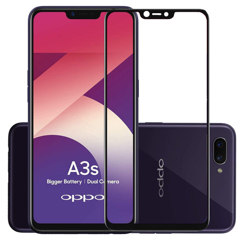 YOFO HD D+ Edge to Edge Full Screen Coverage Tempered Glass for Oppo A3s - Full Glue Gorilla Glass (Black)