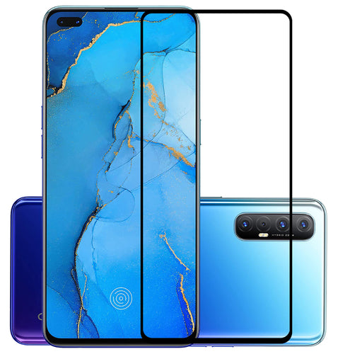 YOFO HD D+ Edge to Edge Full Screen Coverage Tempered Glass for Oppo Reno 3 Pro - Full Glue Gorilla Glass (Black)