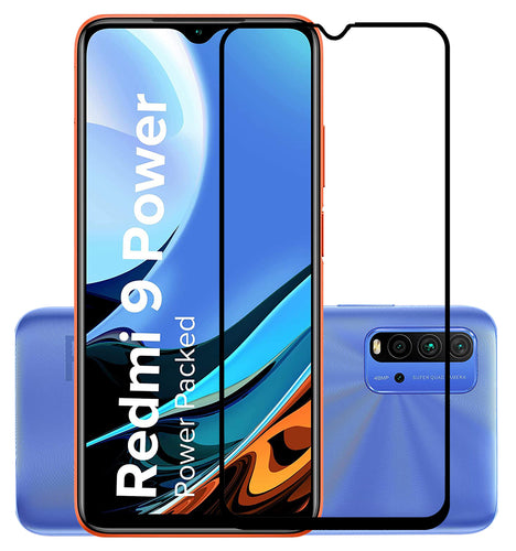 YOFO HD D+ Edge to Edge Full Screen Coverage Tempered Glass for Mi Redmi 9 Power - Full Glue Gorilla Glass (Black)