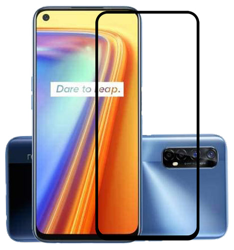 YOFO HD D+ Edge to Edge Full Screen Coverage Tempered Glass for Realme 7 - Full Glue Gorilla Glass (Black)