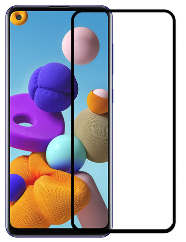 YOFO HD D+ Edge to Edge Full Screen Coverage Tempered Glass for Samsung A21s - Full Glue Gorilla Glass (Black)
