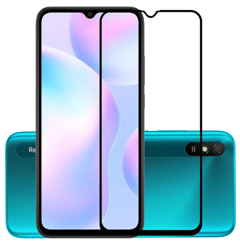 YOFO HD D+ Edge to Edge Full Screen Coverage Tempered Glass for Redmi 9A - Full Glue Gorilla Glass (Black)