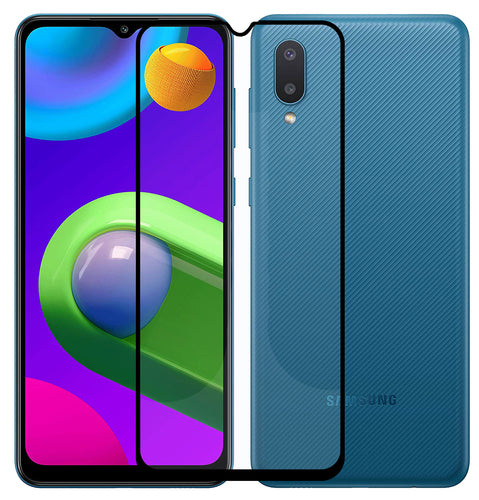 YOFO HD D+ Edge to Edge Full Screen Coverage Tempered Glass for Samsung Galaxy M02 -Full Glue Gorilla Glass (Black)