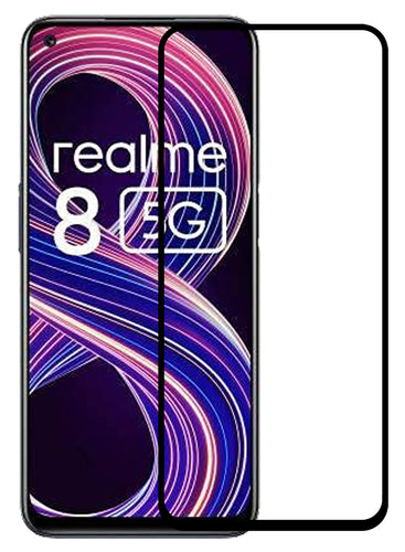 YOFO HD D+ Edge to Edge Full Screen Coverage Tempered Glass for Realme 8 - Full Glue Gorilla Glass (Black)