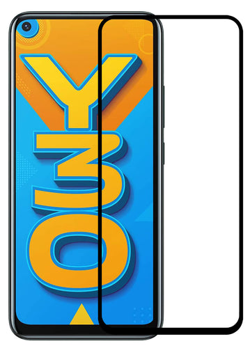 YOFO HD D+ Edge to Edge Full Screen Coverage Tempered Glass for Vivo Y30 - Full Glue Gorilla Glass (Black)