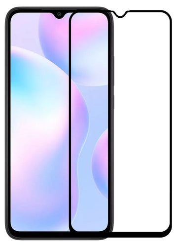 YOFO HD D+ Edge to Edge Full Screen Coverage Tempered Glass for Redmi 9A - Full Glue Gorilla Glass (Black)
