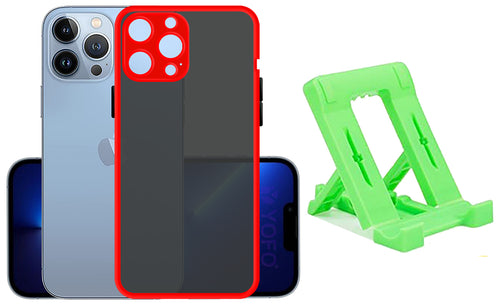 YOFO Back Cover for Apple iPhone 13 Pro Max (6.7) (Translucent Matte Smoke Case|Soft Frame|Shockproof|Full Camera Protection) with Free Mobile Stand