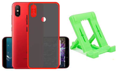 YOFO Back Cover for Xiaomi Mi A2 (Translucent Matte Smoke Case|Soft Frame|Shockproof|Full Camera Protection) with Free Mobile Stand