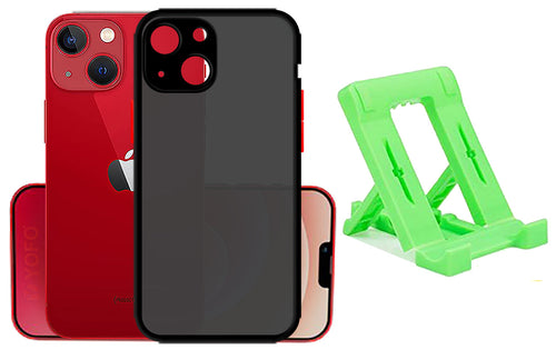 YOFO Back Cover for Apple iPhone 13 Mini (5.4) (Translucent Matte Smoke Case|Soft Frame|Shockproof|Full Camera Protection) with Free Mobile Stand