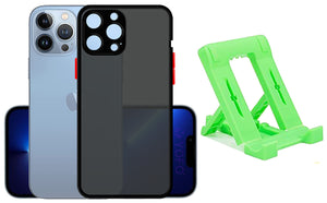 YOFO Back Cover for Apple iPhone 13 Pro (6.1) (Translucent Matte Smoke Case | Soft Frame|Shockproof|Full Camera Protection) with Free Mobile Stand…