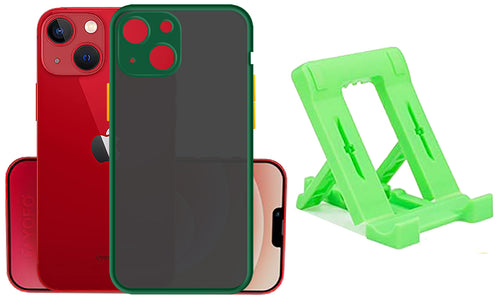YOFO Back Cover for Apple iPhone 13 (6.1) (Translucent Matte Smoke Case|Soft Frame|Shockproof|Full Camera Protection) with Free Mobile Stand