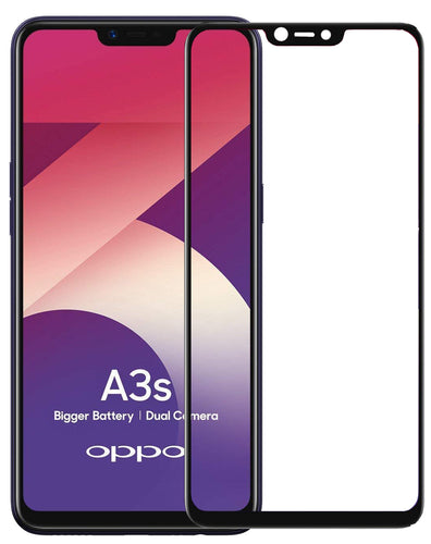 YOFO HD D+ Edge to Edge Full Screen Coverage Tempered Glass for Oppo A3s - Full Glue Gorilla Glass (Black)