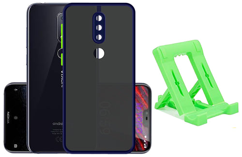 YOFO Back Cover for Nokia 6.1 Plus (Translucent Matte Smoke Case|Soft Frame|Shockproof|Full Camera Protection) with Free Mobile Stand