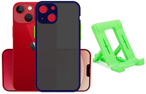 YOFO Back Cover for Apple iPhone 13 (6.1) (Translucent Matte Smoke Case|Soft Frame|Shockproof|Full Camera Protection) with Free Mobile Stand