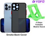 YOFO Back Cover for Apple iPhone 13 Pro Max (6.7) (Translucent Matte Smoke Case|Soft Frame|Shockproof|Full Camera Protection) with Free Mobile Stand