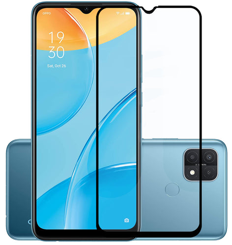 YOFO HD D+ Edge to Edge Full Screen Coverage Tempered Glass for Oppo A15 - Full Glue Gorilla Glass (Black)