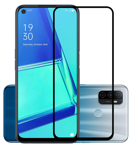 YOFO HD D+ Edge to Edge Full Screen Coverage Tempered Glass for Oppo A53 - Full Glue Gorilla Glass (Black)