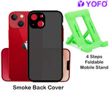 YOFO Back Cover for Apple iPhone 13 Mini (5.4) (Translucent Matte Smoke Case|Soft Frame|Shockproof|Full Camera Protection) with Free Mobile Stand