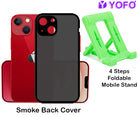 YOFO Back Cover for Apple iPhone 13 (6.1) (Translucent Matte Smoke Case|Soft Frame|Shockproof|Full Camera Protection) with Free Mobile Stand