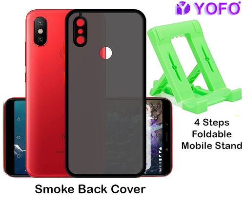 YOFO Back Cover for Xiaomi Mi A2 (Translucent Matte Smoke Case|Soft Frame|Shockproof|Full Camera Protection) with Free Mobile Stand