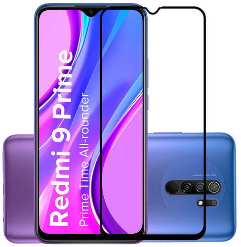 YOFO HD D+ Edge to Edge Full Screen Coverage Tempered Glass for Redmi 9 Prime - Full Glue Gorilla Glass (Black)