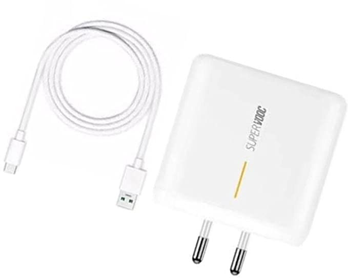 Oppo Compatible Flash Super Vooc 65W Charger Adapter With Type "C" Data Cable - White