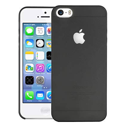 Yofo Soft Ultra Thin Logo Cut Paper Back Cover Case for iPhone 5/5S (Black)