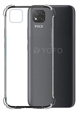 YOFO Rubber Back Cover Case for Mi Poco C3 (Transparent) with Bumper Corner