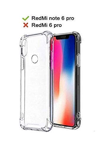 YOFO Shockproof Back Cover for Redmi Note 6 Pro (Transparent)