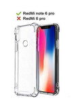 YOFO Shockproof Back Cover for Redmi Note 6 Pro (Transparent)