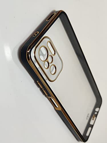 YOFO Clear Soft TPU Plating Bumper Anti-Scratch Shockproof Protective Case for Xiaomi Redmi Note 10 / Note 10s (Black)
