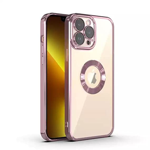 YOFO Electroplating Clear Transparent Soft TPU Phone Case //Compatible with iPhone 13 Pro//Logo Showing Back Cover [Gold]