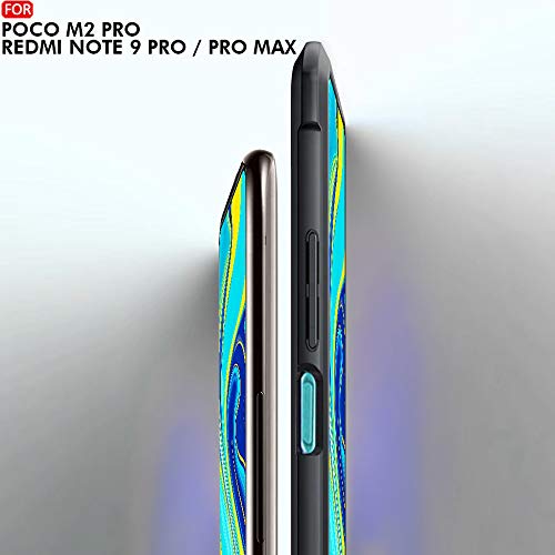YOFO Mi Redmi Note 9 Pro / Note 9 Pro Max / Poco M2 Pro Clear Back Case, [Military Grade Protection] Shock Proof Slim Hybrid Bumper Cover (Black)