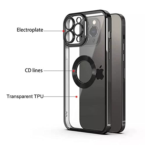 YOFO Electroplating Clear Transparent Soft TPU Phone Case //Compatible with iPhone 12 Pro//Logo Showing Back Cover [Gold]