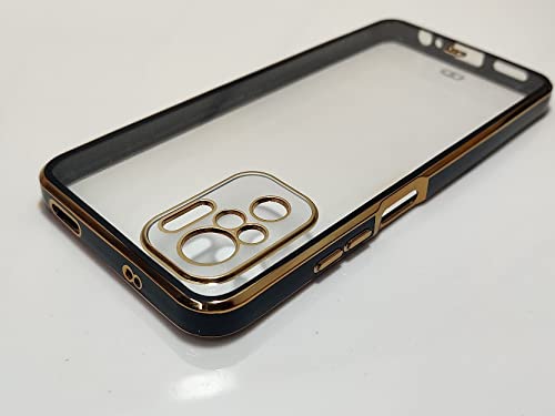 YOFO Clear Soft TPU Plating Bumper Anti-Scratch Shockproof Protective Case for Xiaomi Redmi Note 10 / Note 10s (Black)