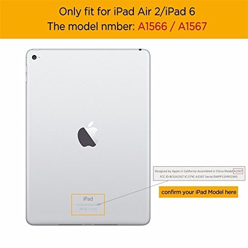YOFO iPad Air 2 - (Model: A1566, A1567 ) - (2014) (Black) Case, 360 Degree Rotating Stand Folio Case PU Leather Rotating Stand Cover (Black)