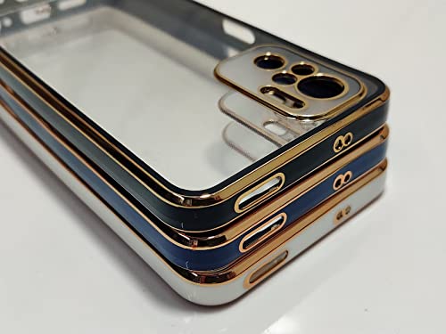 YOFO Clear Soft TPU Plating Bumper Anti-Scratch Shockproof Protective Case for Xiaomi Redmi Note 10 / Note 10s (Black)
