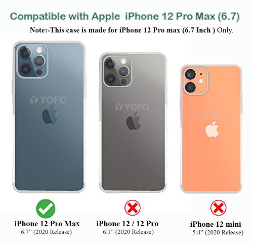 YOFO Back Cover for iPhone 12 Pro Max (6.7) (Transparent) with Dust Plug & Camera Protection