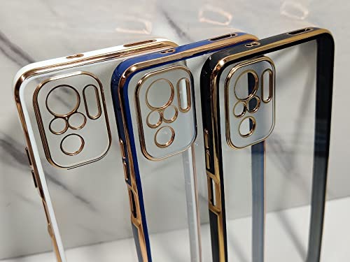 YOFO Clear Soft TPU Plating Bumper Anti-Scratch Shockproof Protective Case for Xiaomi Redmi Note 10 / Note 10s (Black)