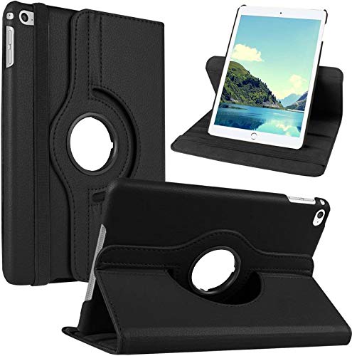 YOFO iPad Mini 1 / 2 / 3 Case, 360 Degree Rotating Stand Folio Case PU Leather Rotating Stand Cover (Black)