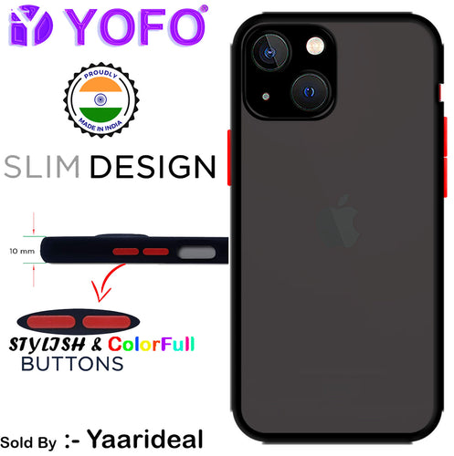 YOFO Back Cover for Apple iPhone 13 Mini (5.4) (Translucent Matte Smoke Case|Soft Frame|Shockproof|Full Camera Protection) with Free Mobile Stand