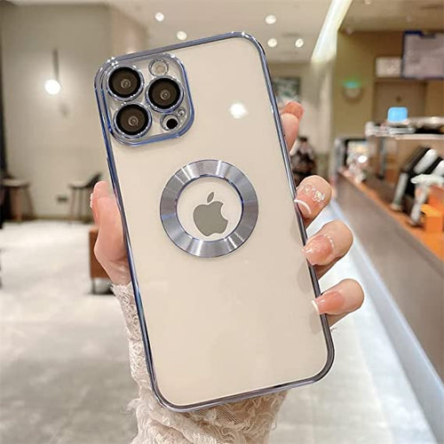 YOFO Electroplating Clear Transparent Soft TPU Phone Case //Compatible with iPhone 12 Pro//Logo Showing Back Cover [Gold]
